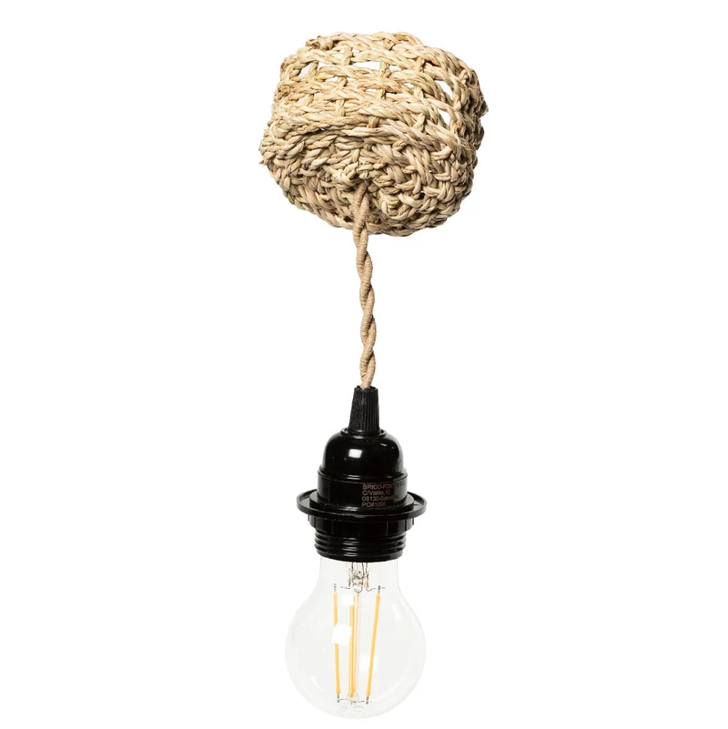 Rosace plafond fait main en fibres naturelles avec système électrique