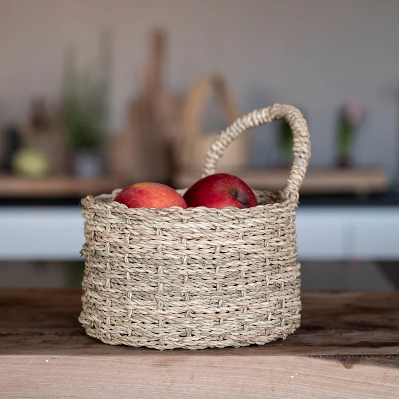 Panier ZEN artisanal en corde de palmier tressée avec anse – 17 × 10 cm