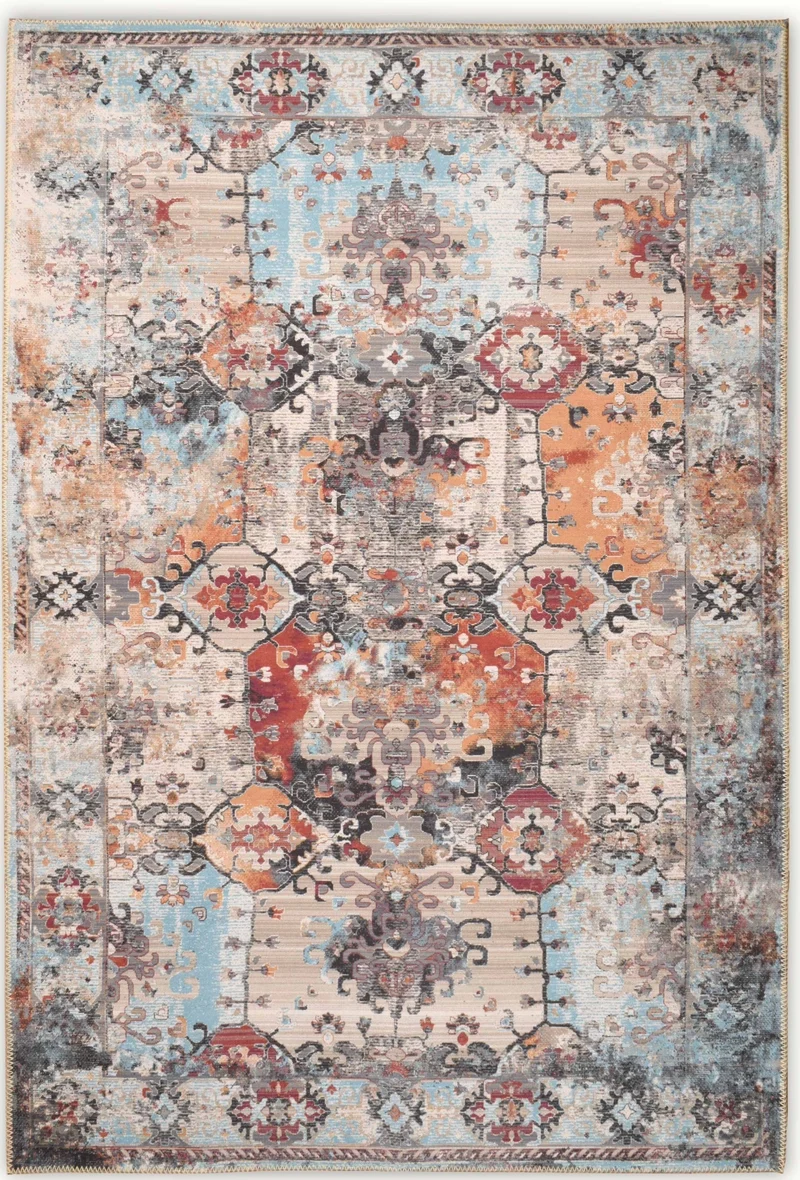 RADOM - Tapis de salon lavable en machine multicolore - RAD08MUL