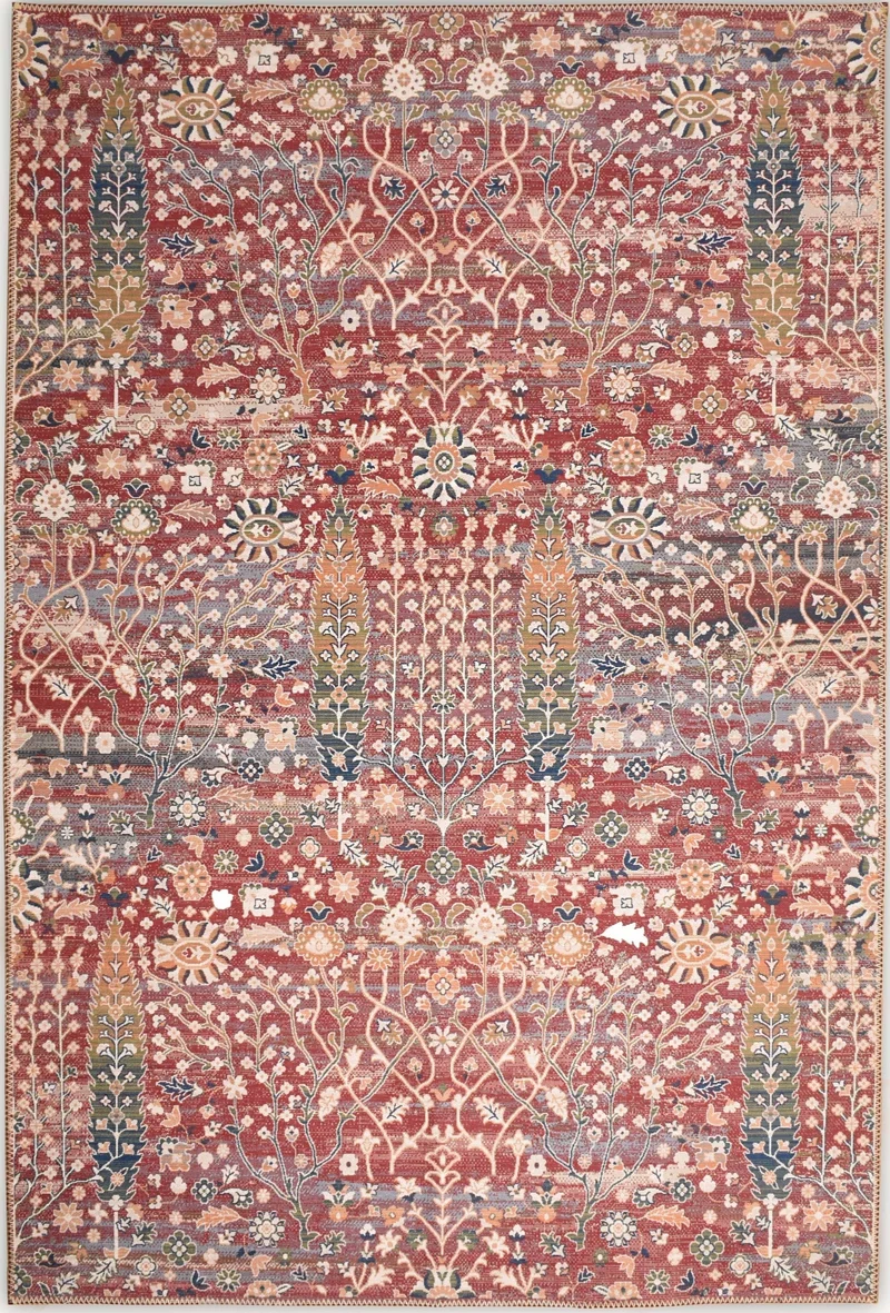 RADOM - Tapis de salon lavable en machine rouge - RAD037ROU