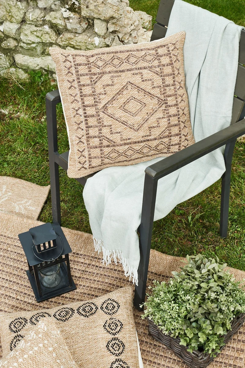 NATURE - Housse de coussin marron à motifs losanges - NAT8729MAR