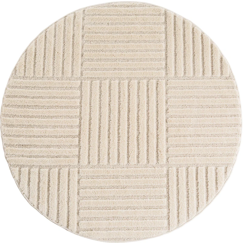 TURIN - tapis moderne rond design graphique en relief - TUR1123CRE