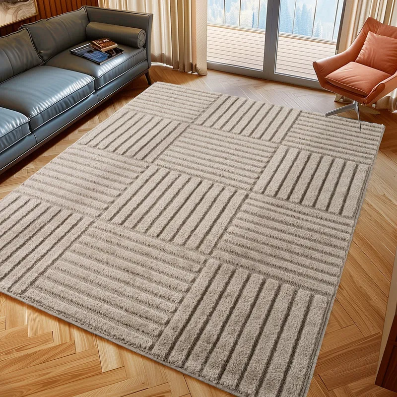TURIN - tapis moderne design graphique en relief - TUR1123BEI