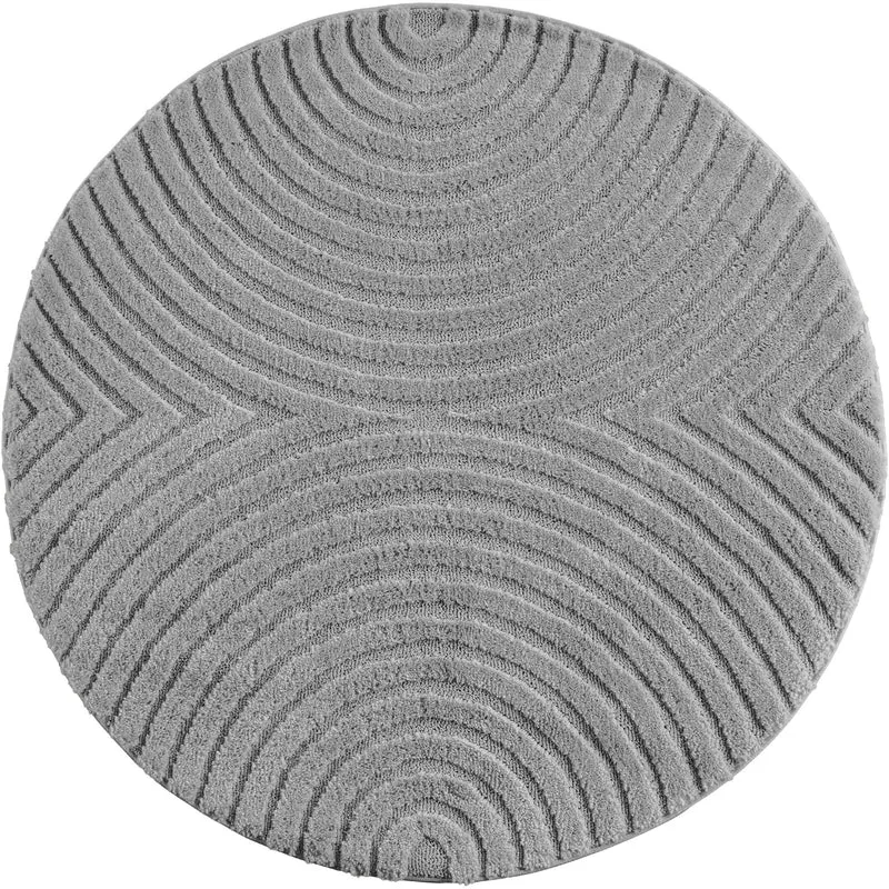 TURIN - tapis moderne rond design arc en relief - TUR1122SIL