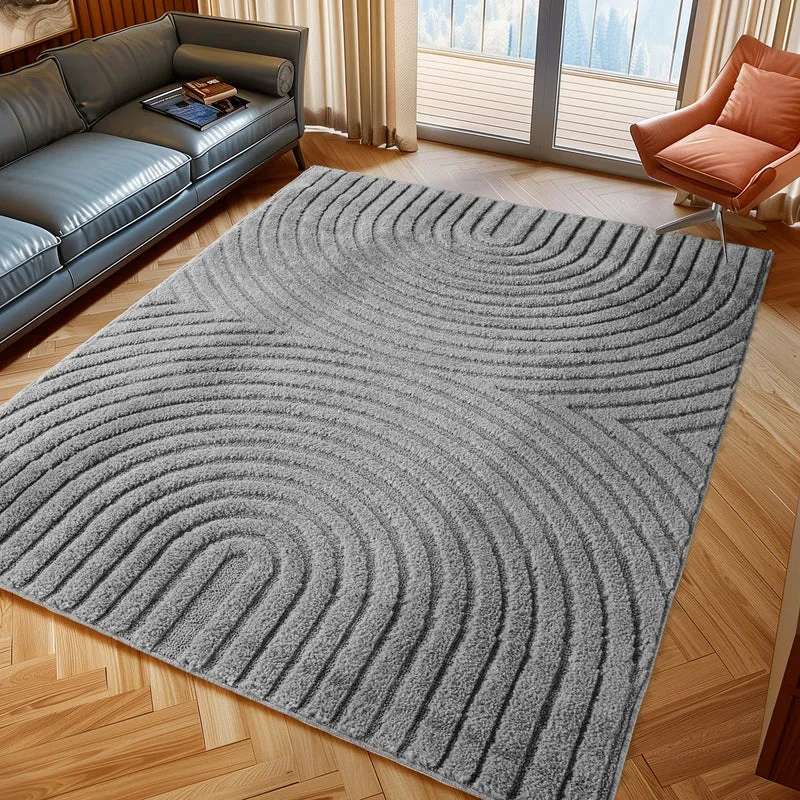 TURIN - tapis moderne design arc en relief - TUR1122SIL