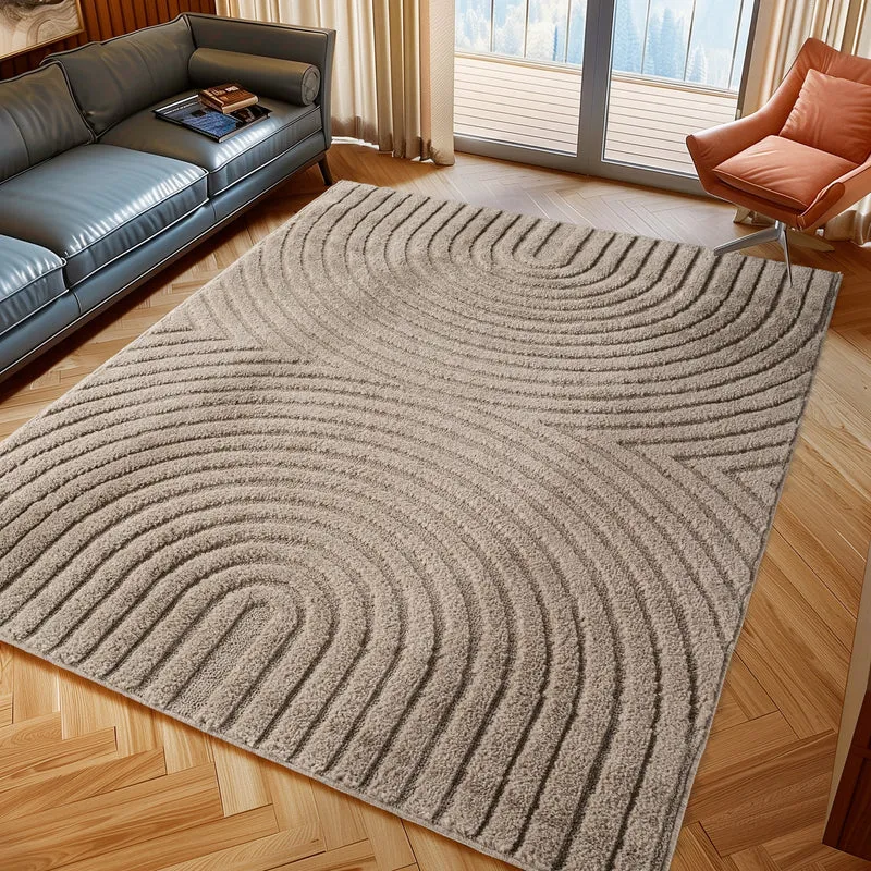 TURIN - tapis moderne design arc en relief - TUR1122BEI
