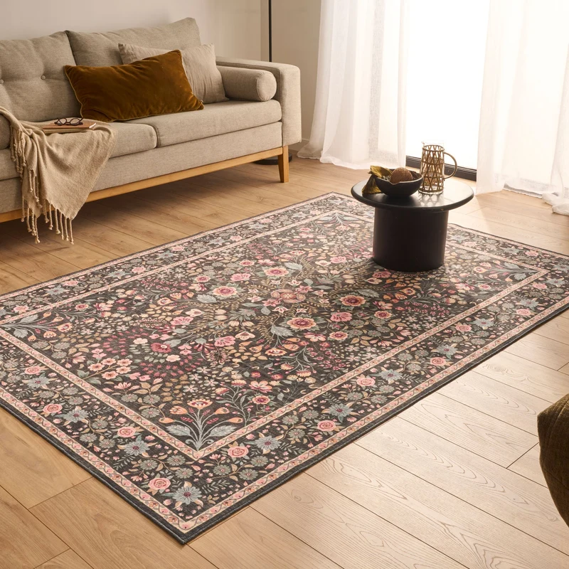 OTTOMAN - Tapis à motifs traditionnels noir - OTT842NOI