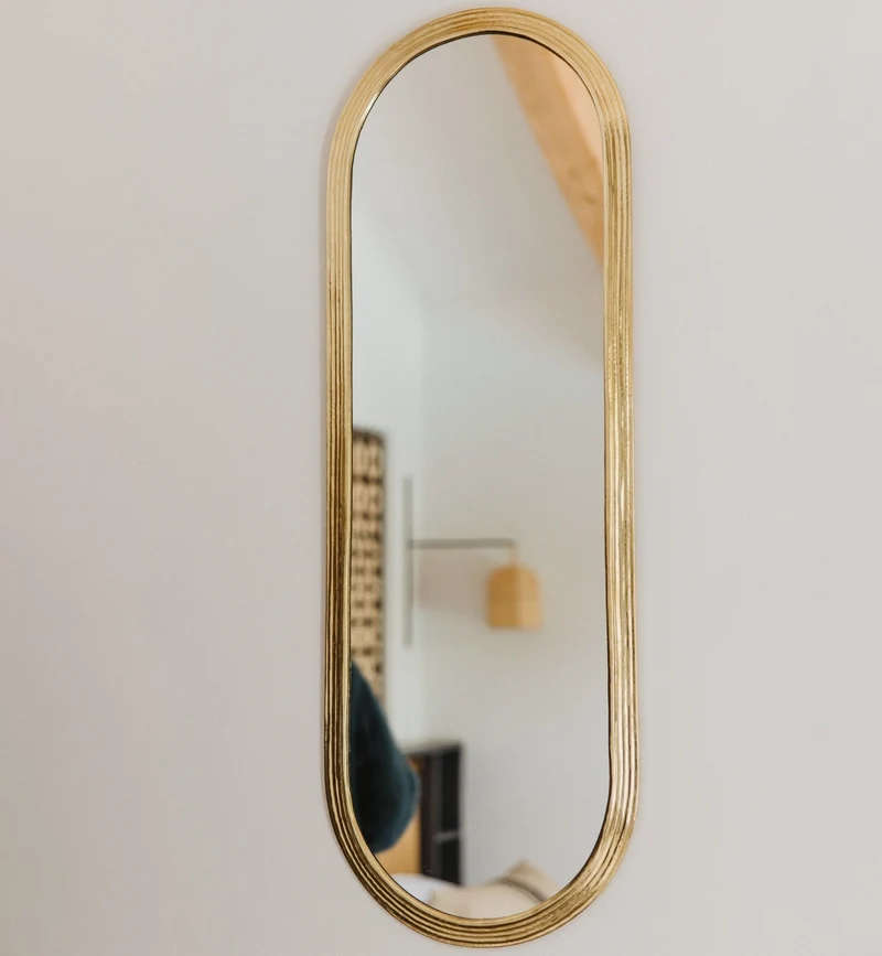 Miroir ovale allongé laiton doré fait main – 4 tailles disponibles