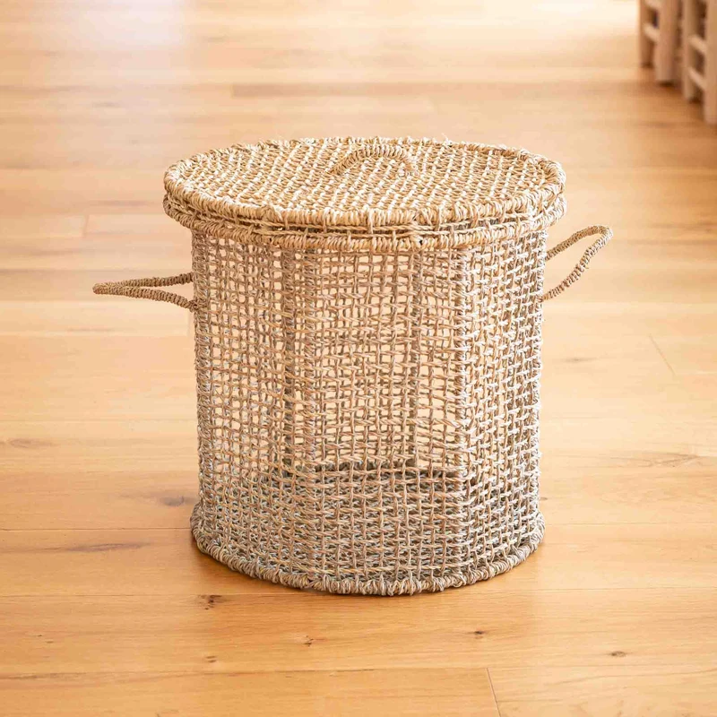 Panier Tressé en Corde de Palmier Naturelle avec Couvercle LINE