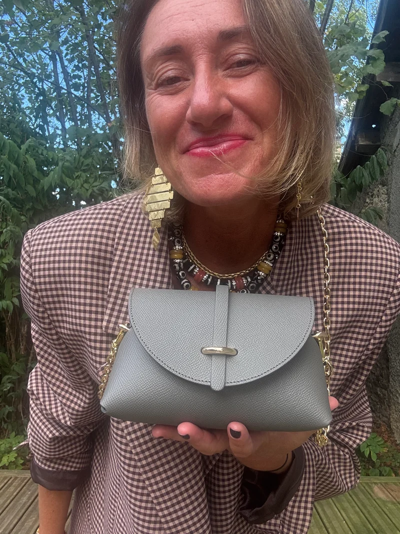 SAC EN CUIR GRAINÉ GRIS ALMA