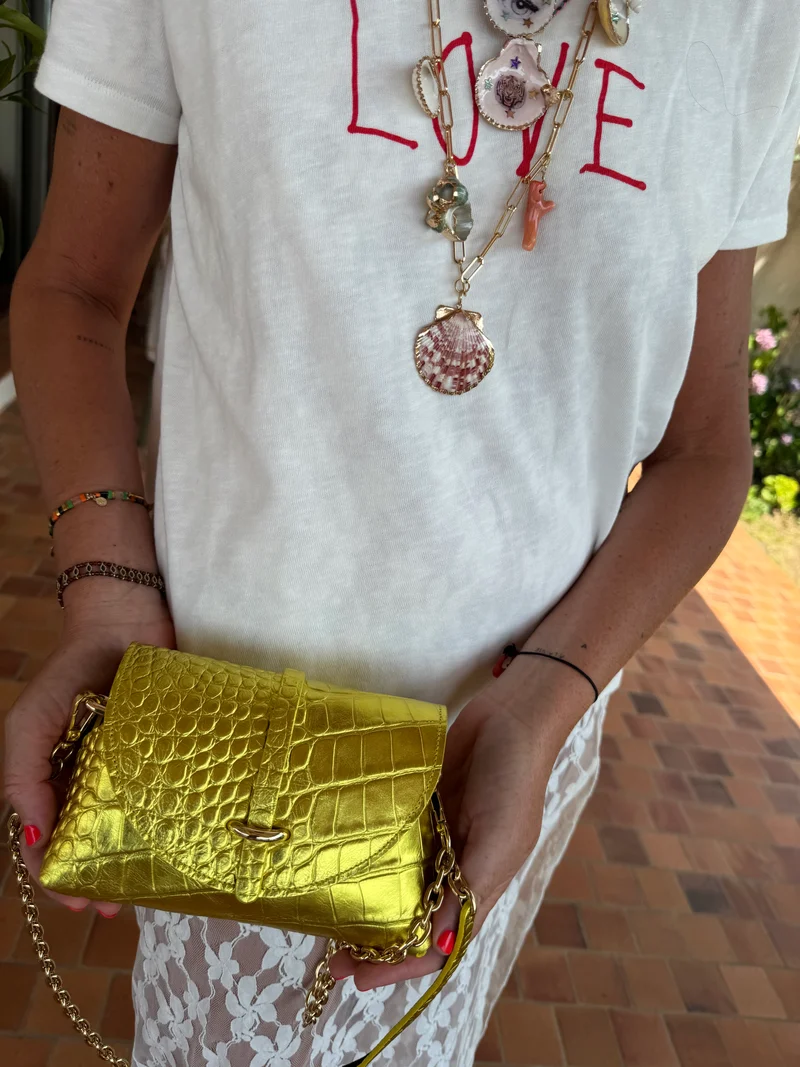 SAC CUIR CROCO PALMA
