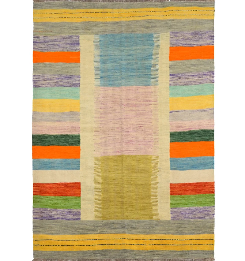 Kilim contemporain Art Déco – 239 × 172 cm