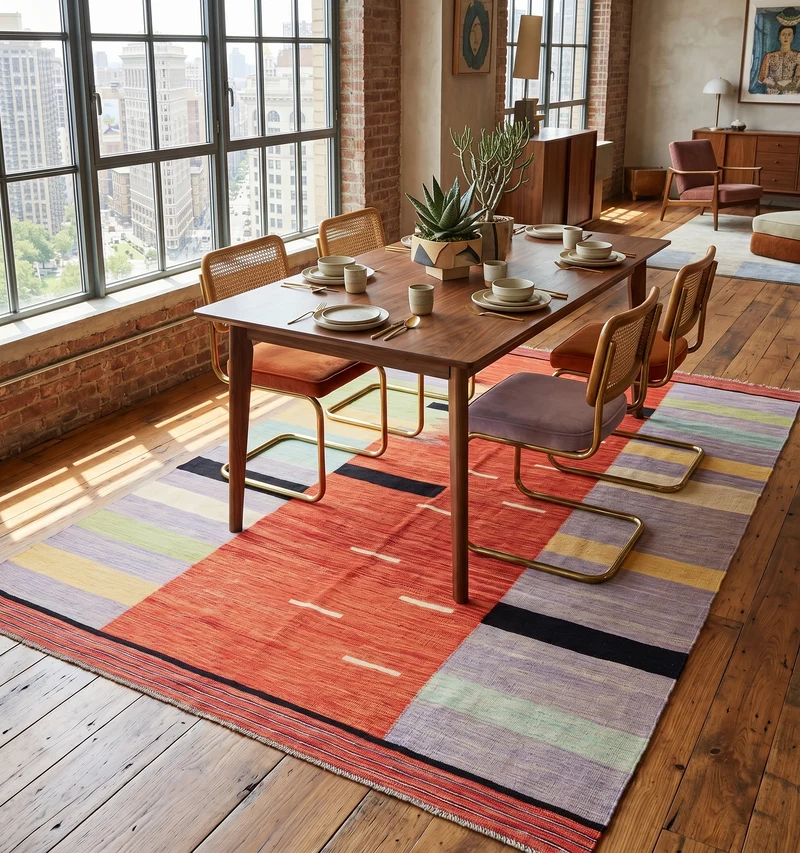 Kilim contemporain Art Déco – 280 × 189 cm