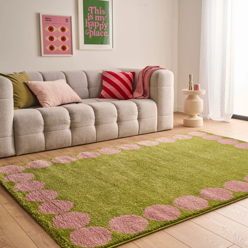GROOVY - Tapis salon esprit seventies vert - GRO388VER