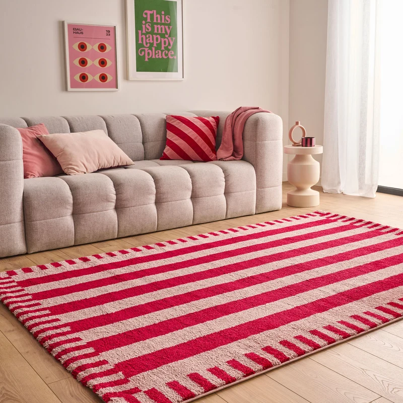 GROOVY - Tapis rétro rouge rayé - GRO387ROU