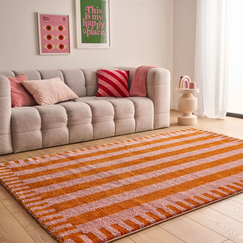 GROOVY - Tapis rétro orange rayé - GRO387ORA