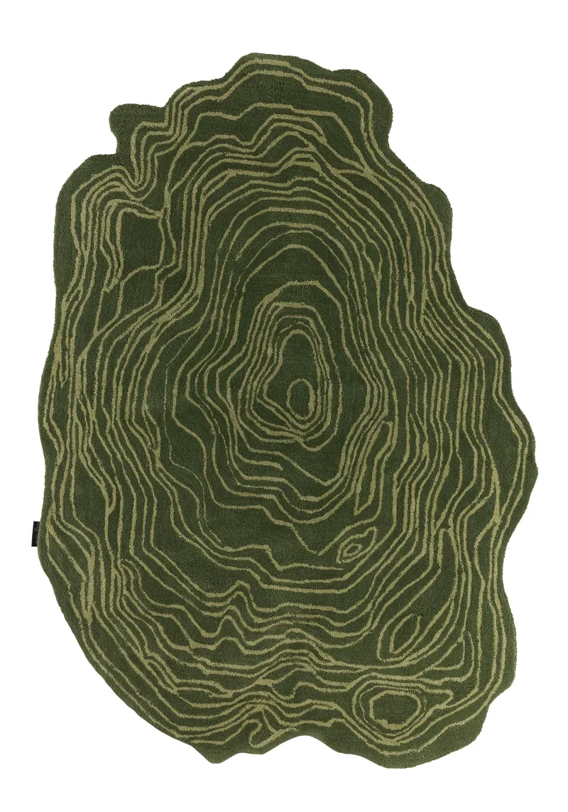 Cèdre blanc – Tapis en laine en forme organique - Vert