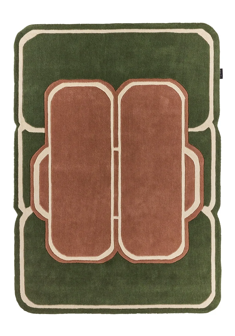 Cèdre blanc – Tapis en laine vert et marron