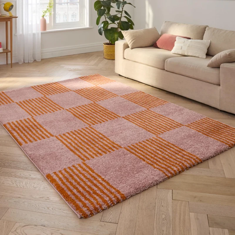 GROOVY - Tapis salon vintage années 70 orange rayé - GRO386ORA