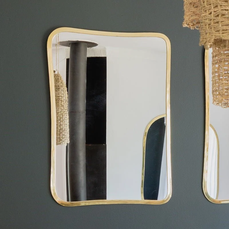Miroir Rectangulaire Laiton Doré INTEJI - 5 Tailles - Double Orientation
