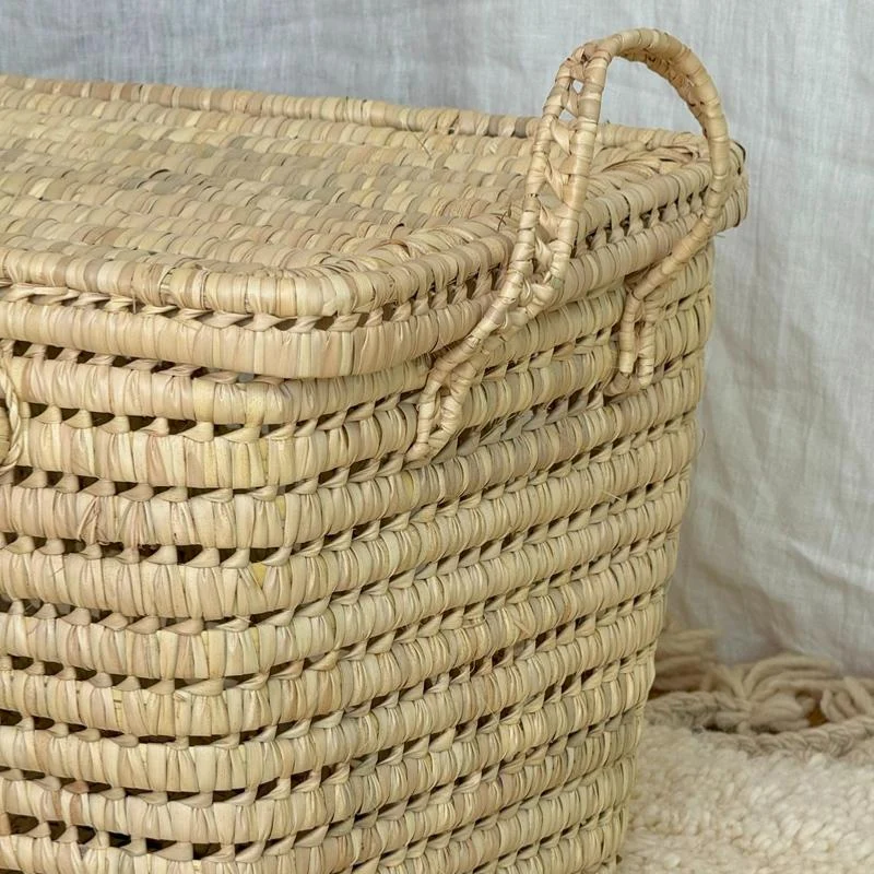Coffre de rangement RIVA osier et palmier avec couvercle - 2 tailles