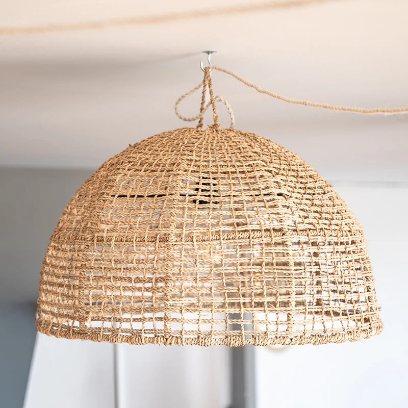 Suspension Demi-Sphère Corde de Palmier HANK - 2 Tailles | Ø 55 & 70 cm