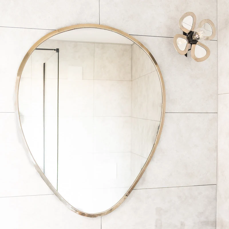 Miroir Forme Goutte Argenté Artisanal - 4 Tailles - Métal Résistant