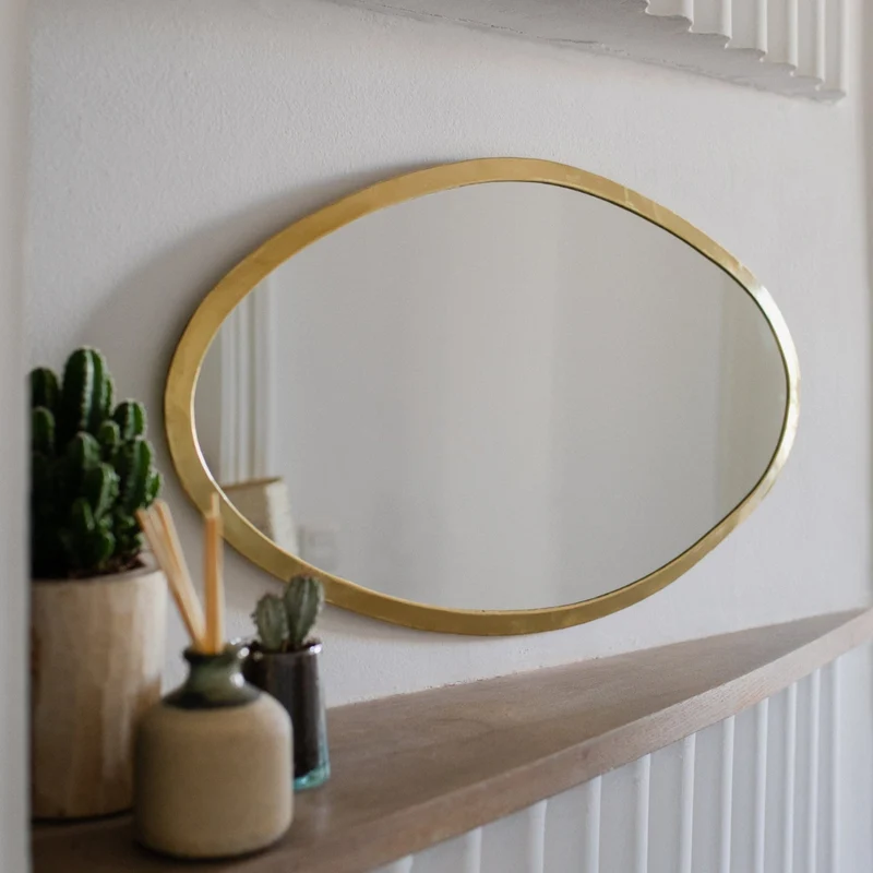 Miroir mural ovale en laiton doré – Disponible en plusieurs tailles