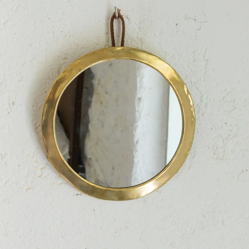 Petit Miroir Rond Doré Laiton Artisanal - 20cm et 30cm