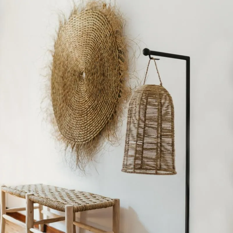 Natte Tressée en Fibre Naturelle - Pièce Murale ou Décoration de Sol Fait Main