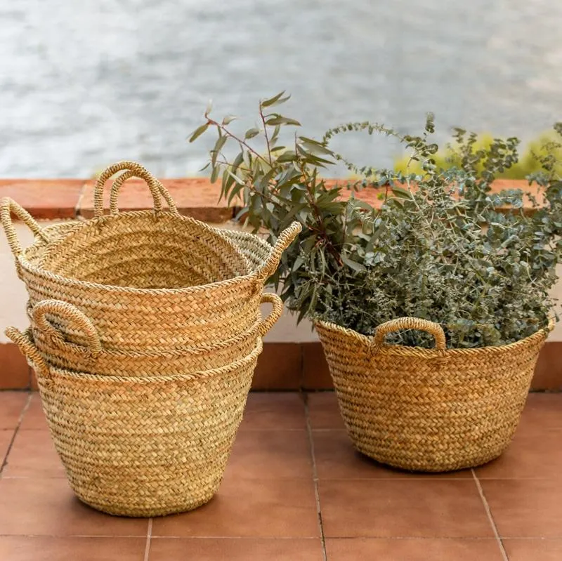 Panier Doum Tressé en Feuille de Palmier - Rangement Naturel - ARTIZAN