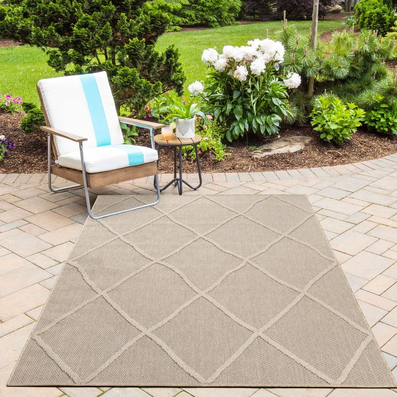 PATARA - Tapis intérieur/extérieur motif berbère beige - PAT4952BEI