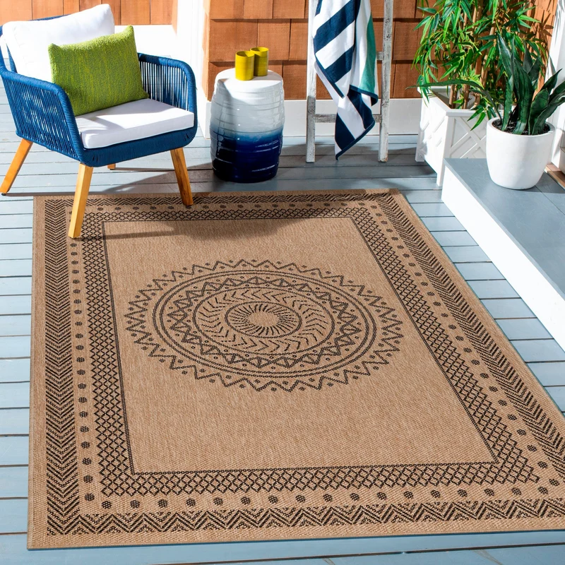 DHAKA - Tapis intérieur/extérieur aspect jute motif mandala noir - DHA8714NOI
