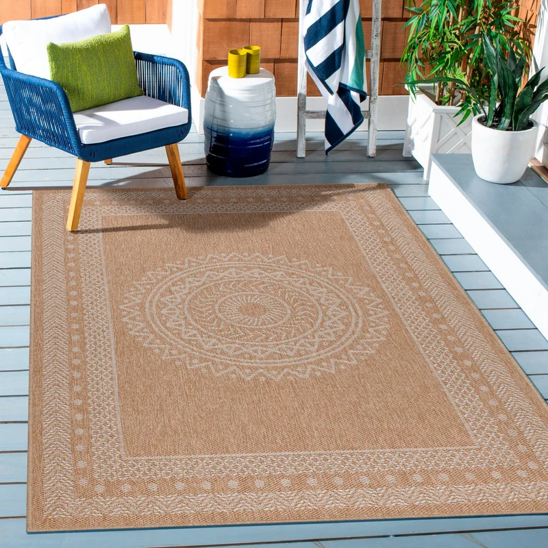 DHAKA - Tapis intérieur/extérieur aspect jute motif mandala beige - DHA8714BEI