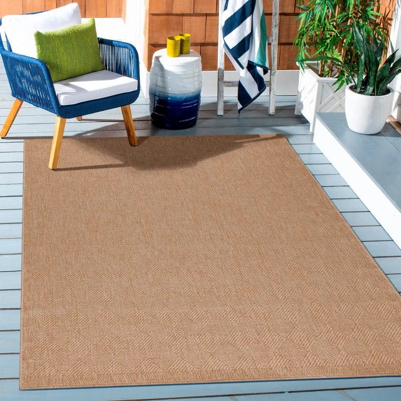 DHAKA - Tapis intérieur/extérieur aspect jute tissage chevron beige - DHA8713BEI