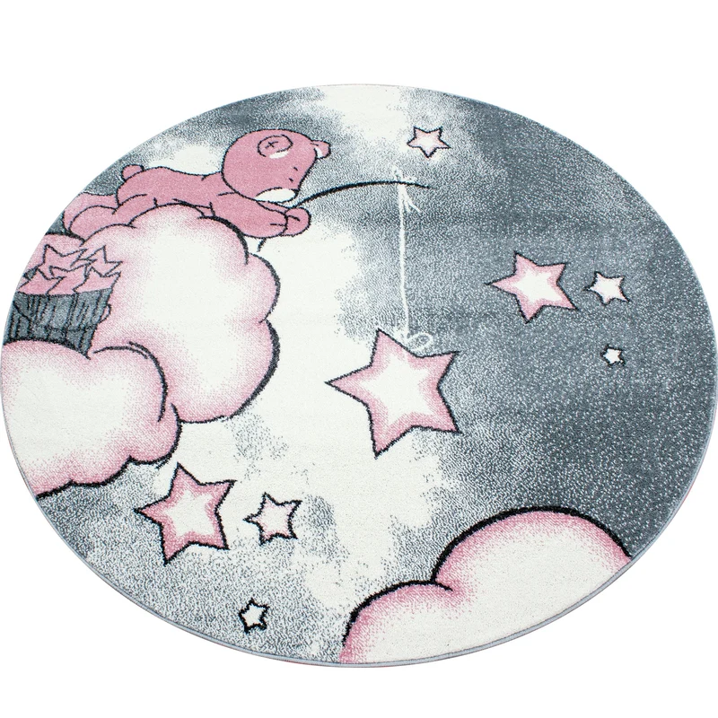 KIDS - Tapis enfant rond à motif ourson rose - KID0580ROS