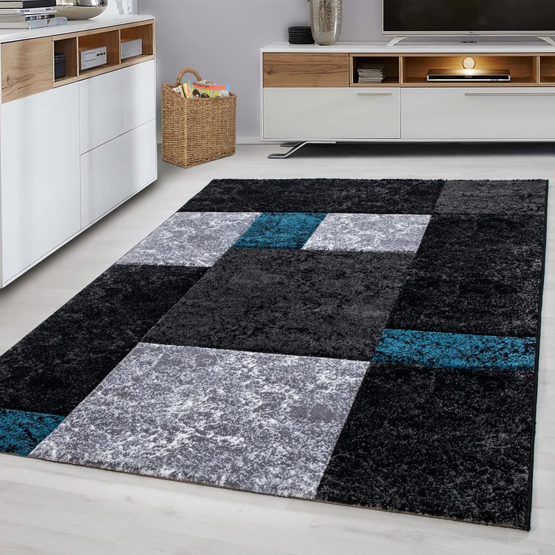 HAWAII - Tapis de salon à motif géométrique turquoise - HAW11330TUR
