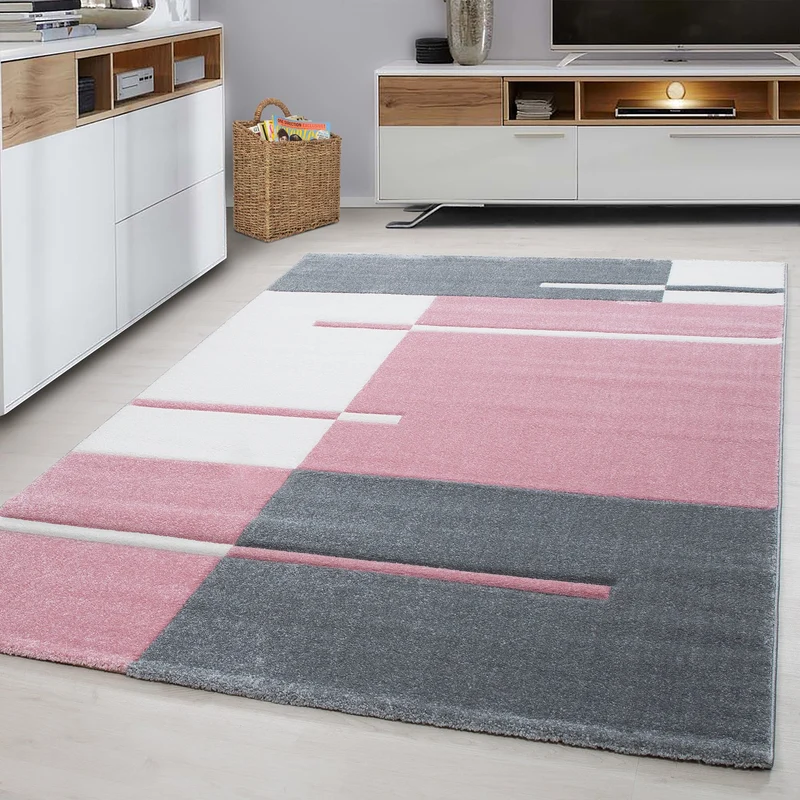 HAWAII - Tapis de salon à motif géométrique rose - HAW11310ROS