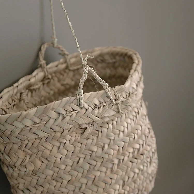 Panier Suspendu en Feuille de Palmier ARTIZAN - Cache-Pot Mural Bohème