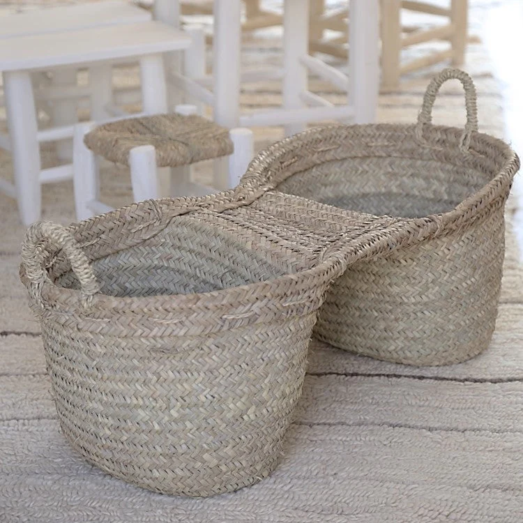 Panier Double ARTIZAN Tressé en feuille de Palmier