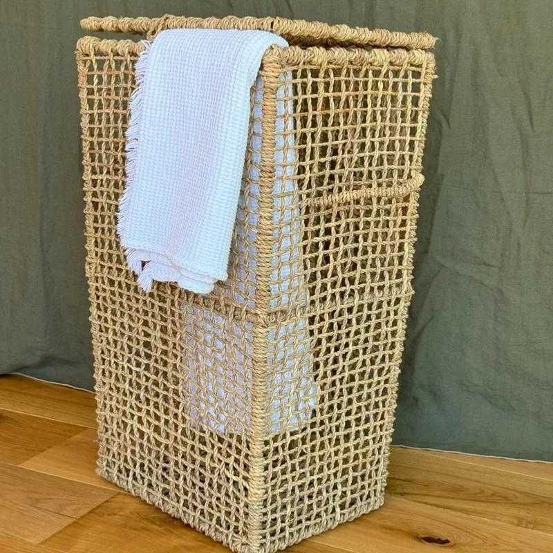 Panier à linge LINE en palmier avec couvercle et anses - Grande capacité