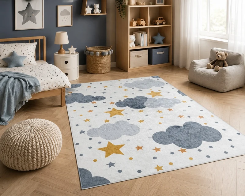 Tapis Enfant Nuages & Étoiles