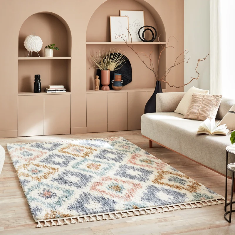 DELYA - Tapis berbère à motifs losanges colorés – DEL3094PAS