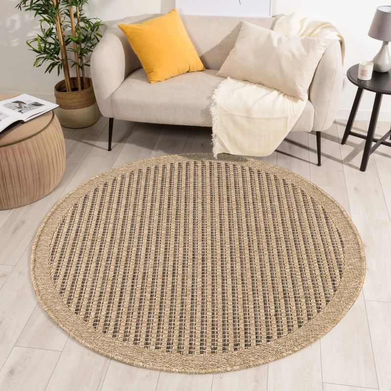 NATURE - Tapis rond effet jute naturel uni marron - NAT8751MAR
