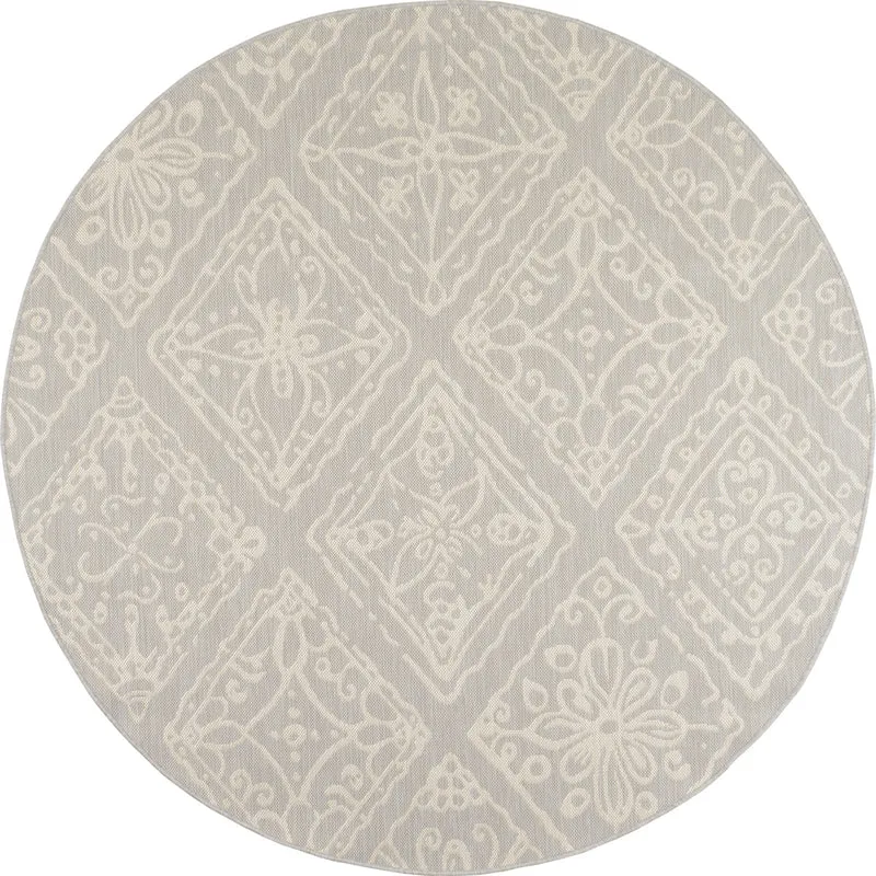 SAMBA - Tapis avec ornement floral gris rond - SAM1705GRI