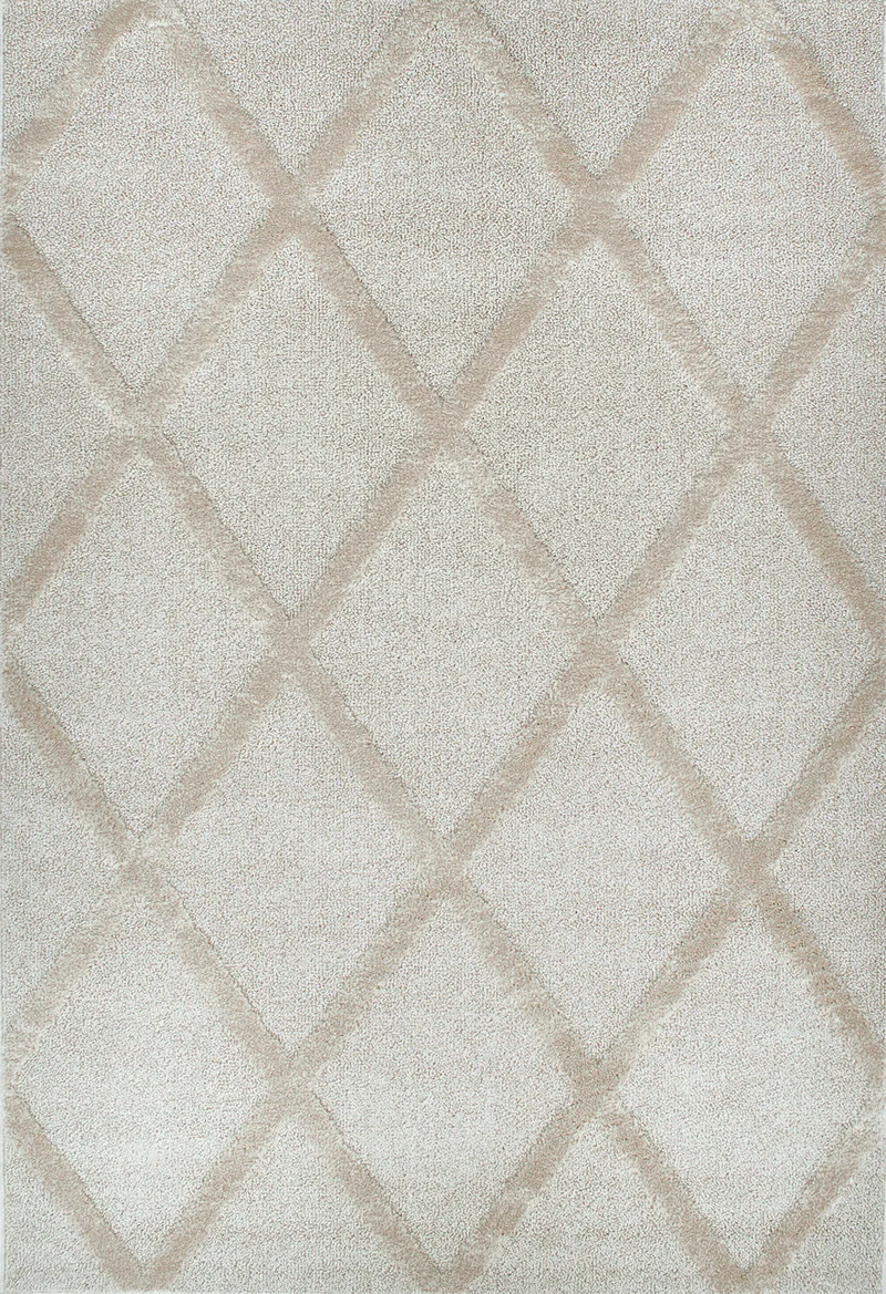HARMONIE - Tapis de salon crème à motifs losanges en relief - HAR919CRE