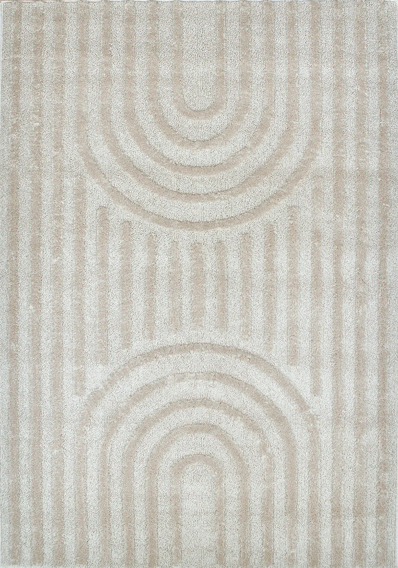 HARMONIE - Tapis de salon crème à motifs arcs-en-ciel - HAR916CRE