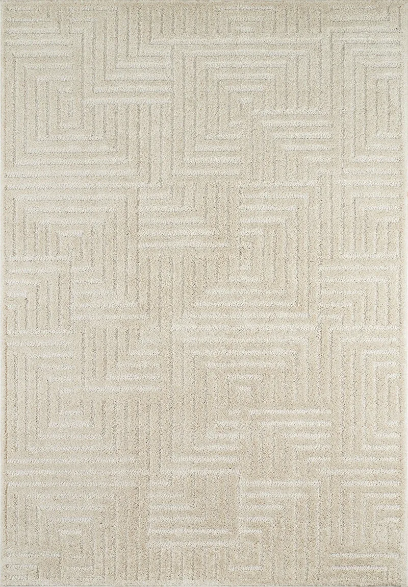 HARMONIE - Tapis de salon crème à motifs labyrinthes - HAR915CRE