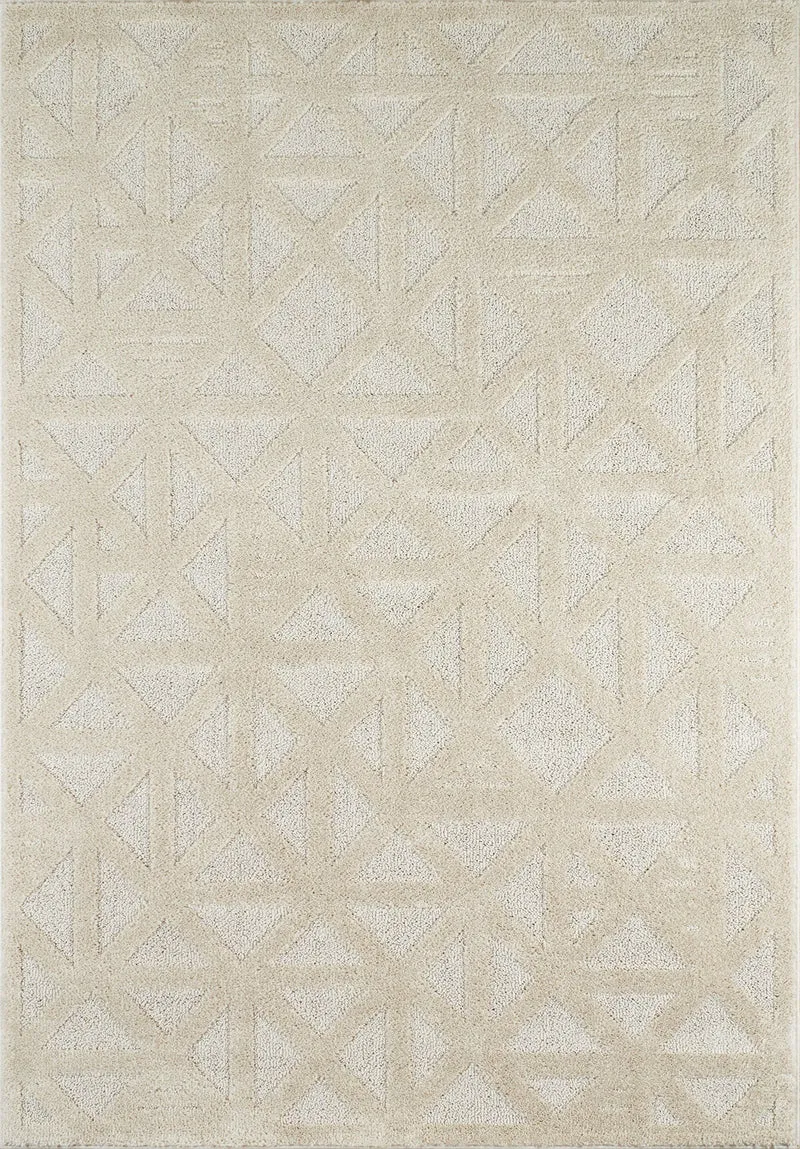 HARMONIE - Tapis de salon crème à motifs triangulaires - HAR913CRE