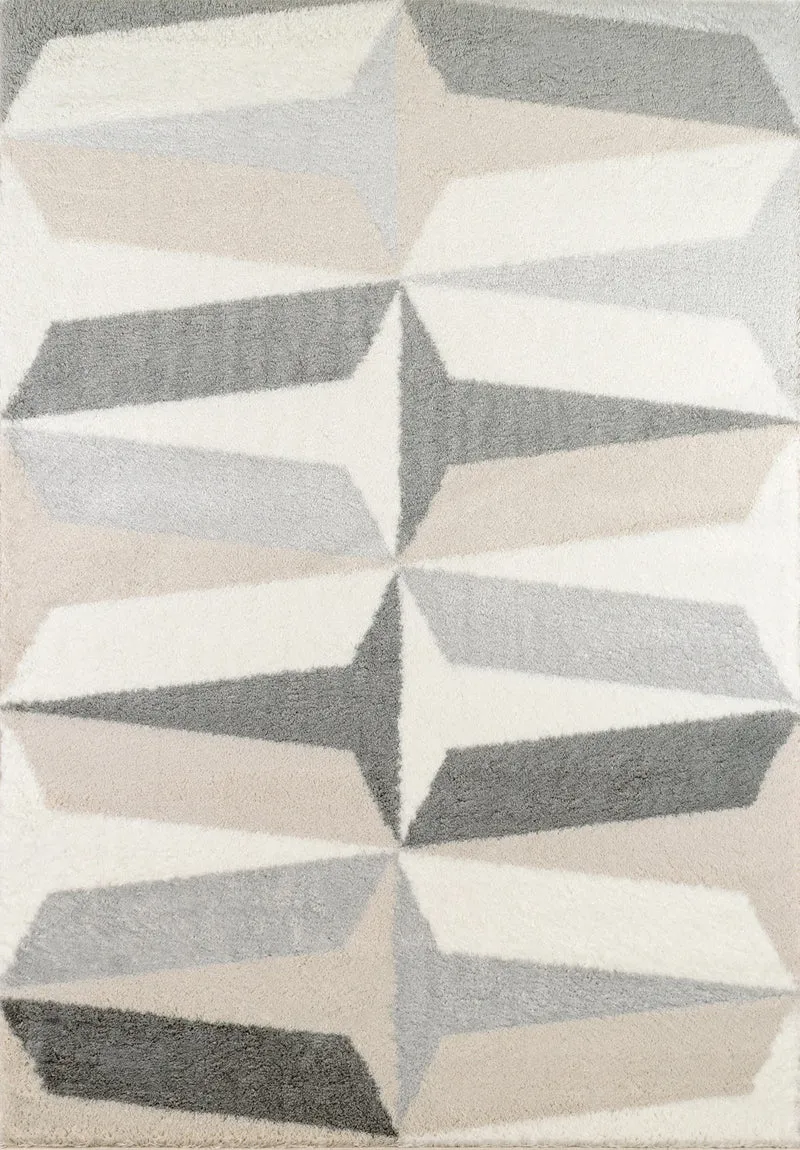 KARENA - Tapis moderne blanc à motifs graphiques gris - KAR676GRI